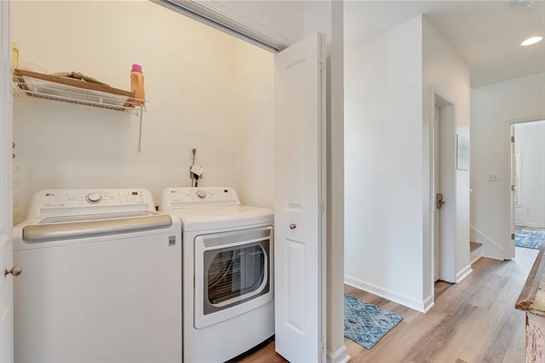 Full size washer and dryer are located right by the entry on the first floor