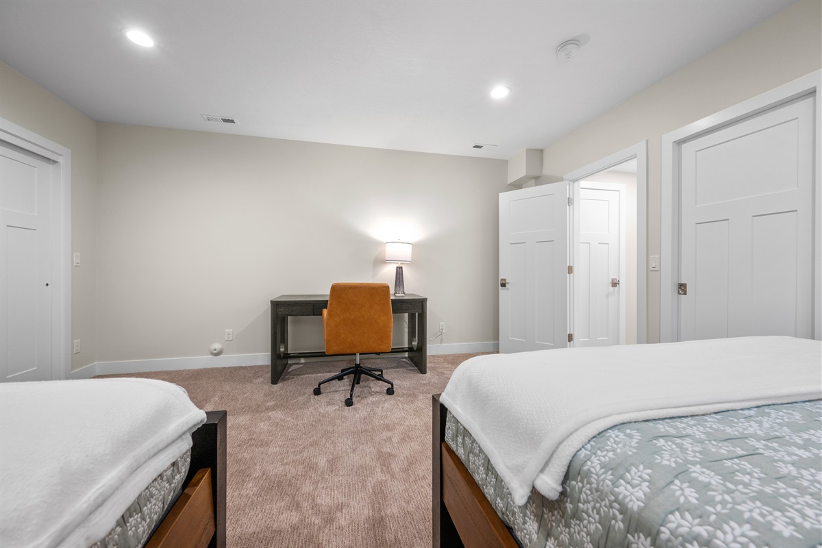 If you must work, this room has a desk/chair.