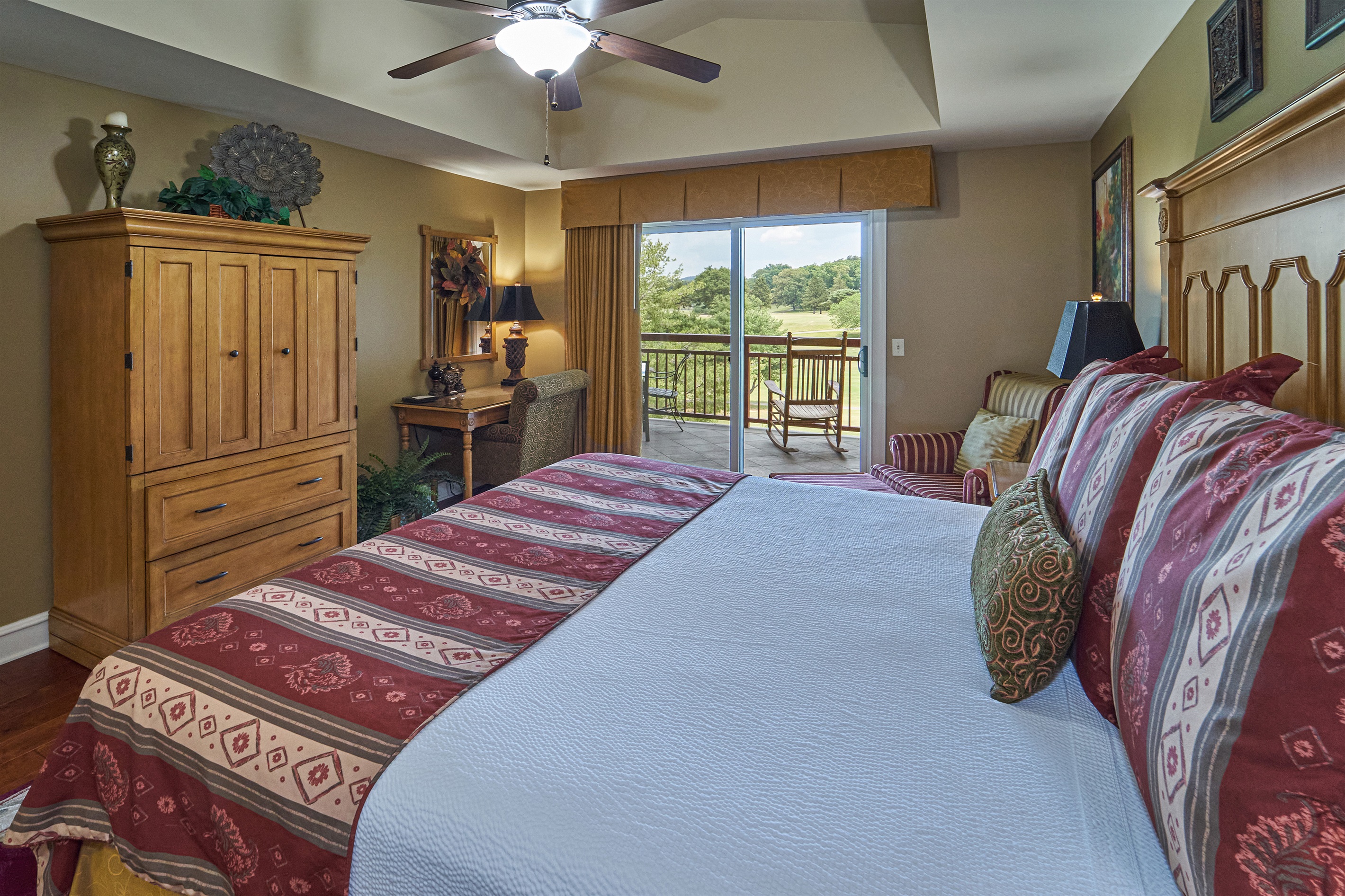 From Your King Size Bed in the Primary Bedroom You Can Enjoy the View Outside or Step Out Onto the Balcony without Disturbing the Other Guest.