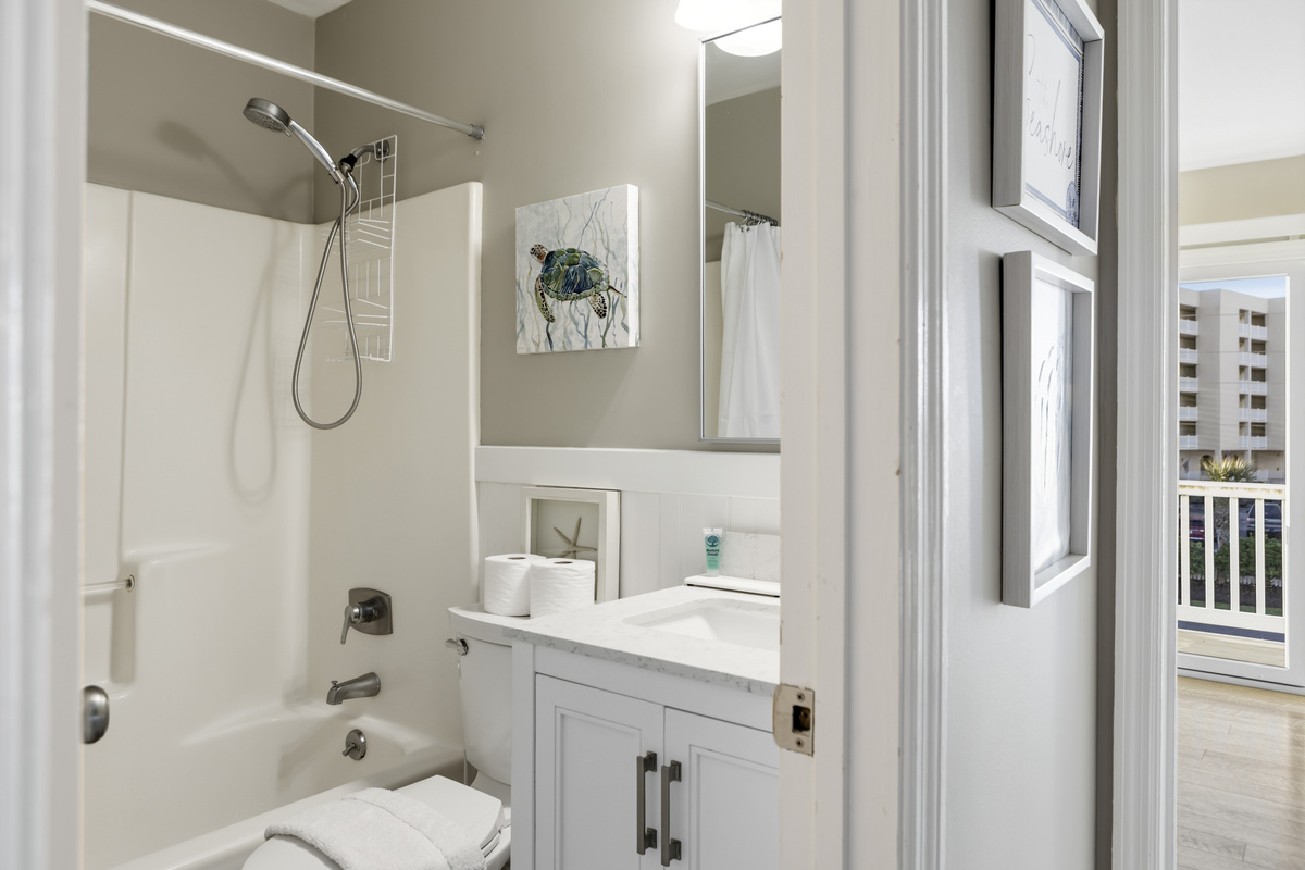 Bath linens and starter soaps provided