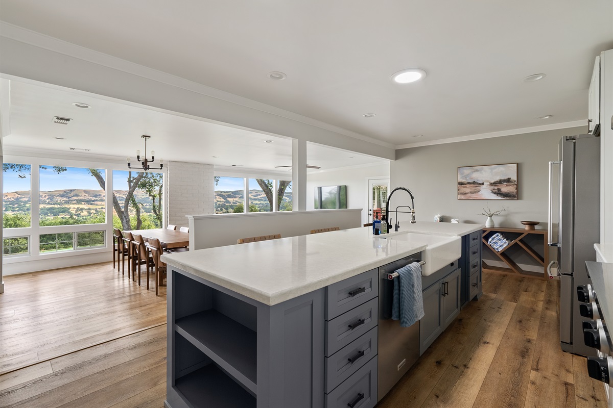 A chef’s kitchen with a view, your private sanctuary for effortless meal prep.
