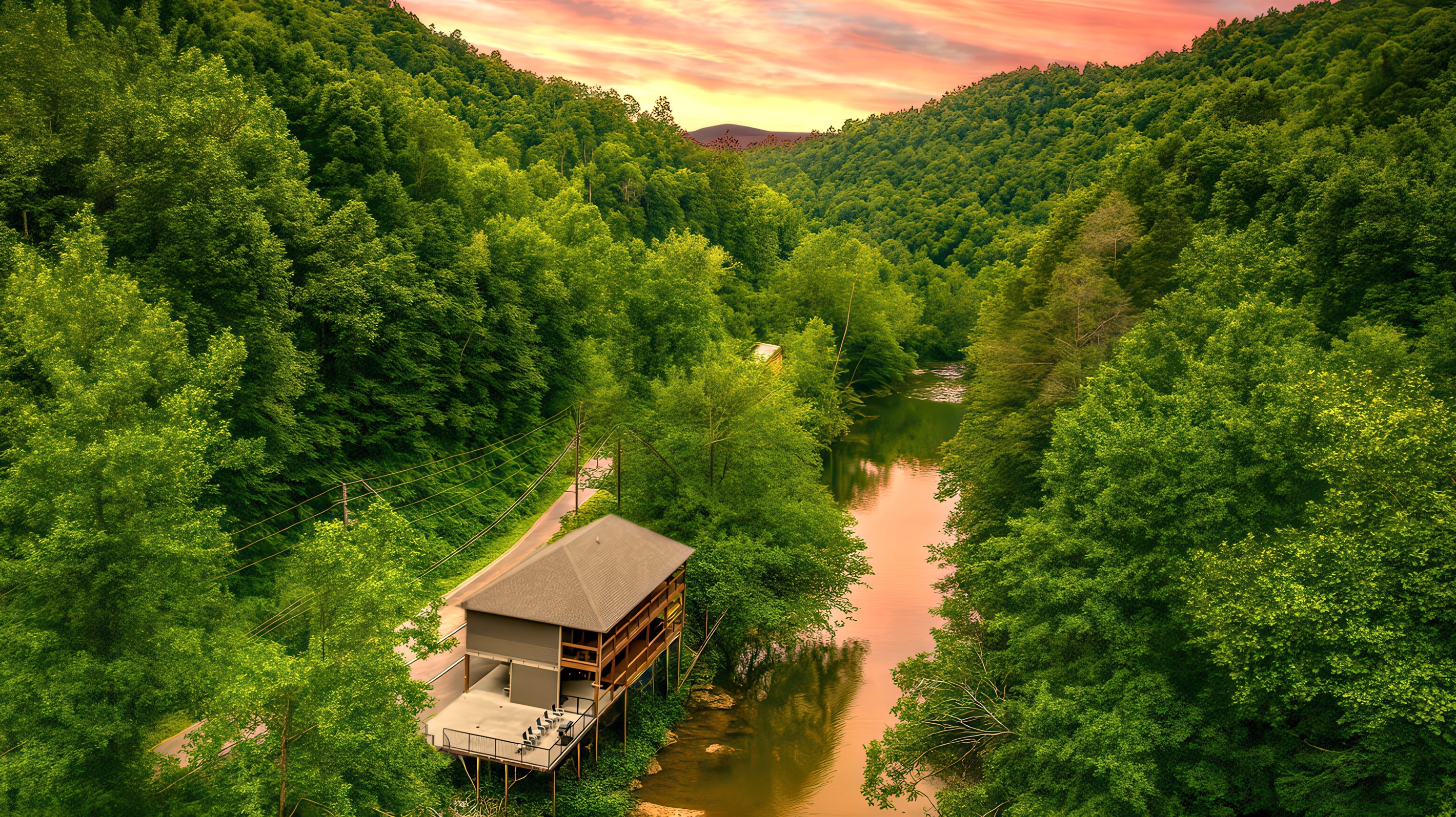 Welcome to Take Me to the River Cabin perched above the famous Little Pigeon River. Enjoy a slice of paradise & nature on both decks facing the river, plus a private river access along the river's edge just below the cabin.