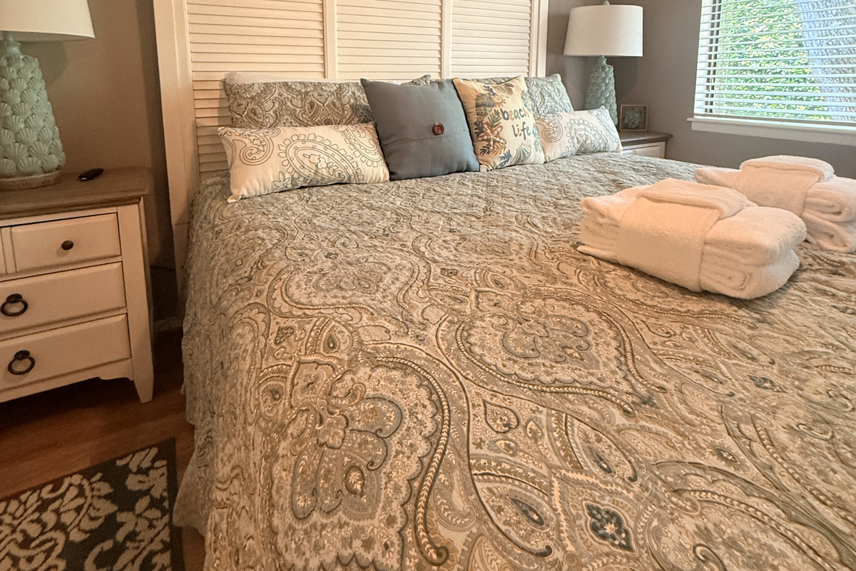 Primary bedroom with king bed