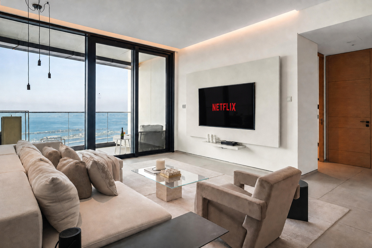 Large living room with panoramic view