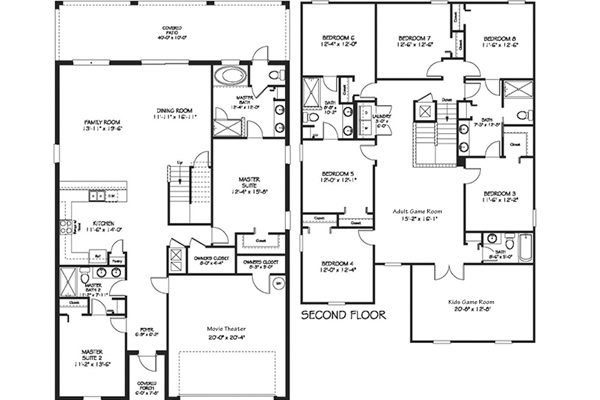 Floor Plan-Following BRs/Baths Labeled Per Plan