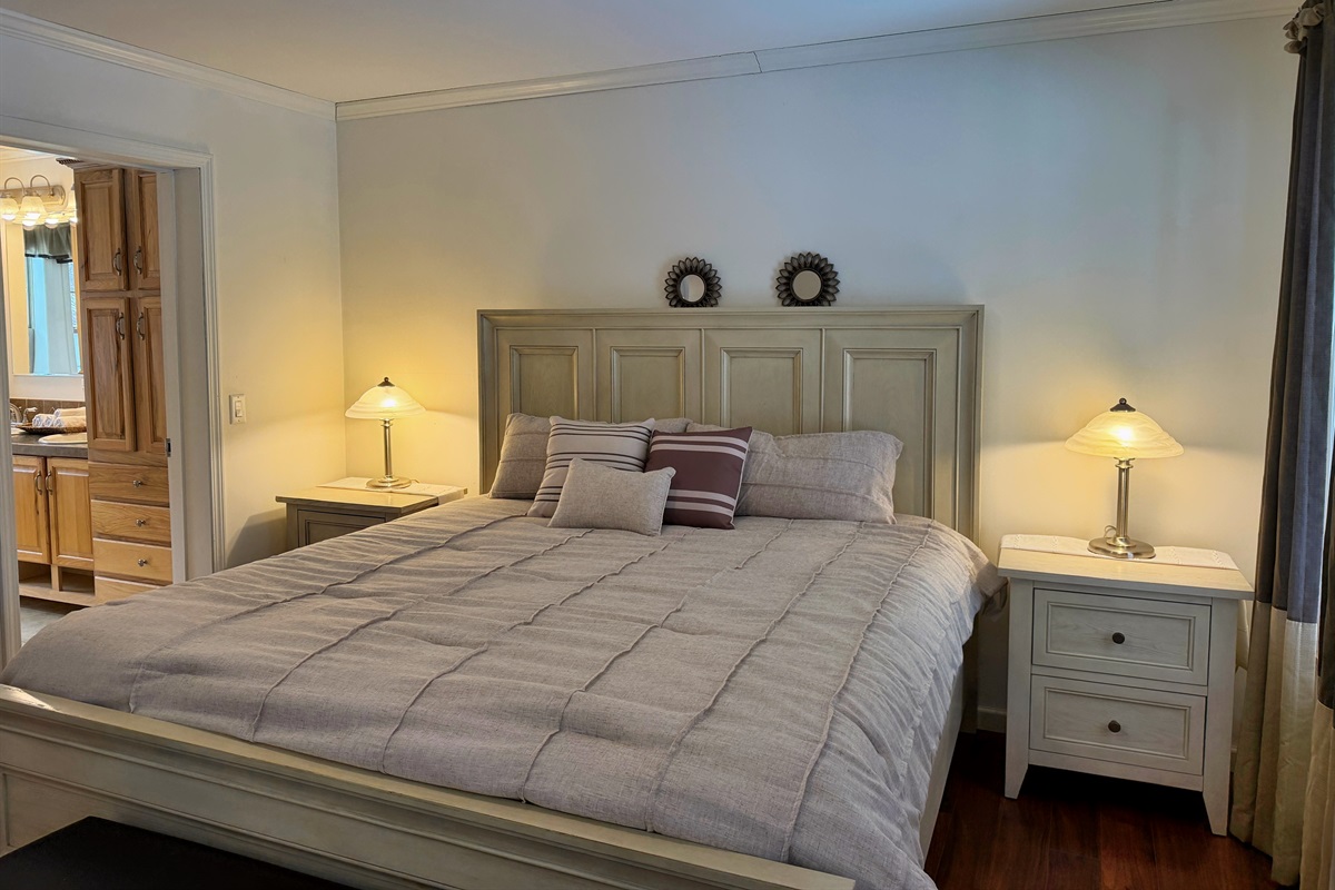 Primary King bedroom with ensuite bath.