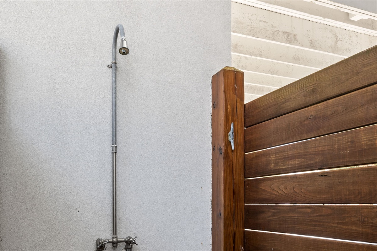 Rinse off the salt and sand! The convenient outdoor shower is the perfect first stop after a short stroll back from the beach.