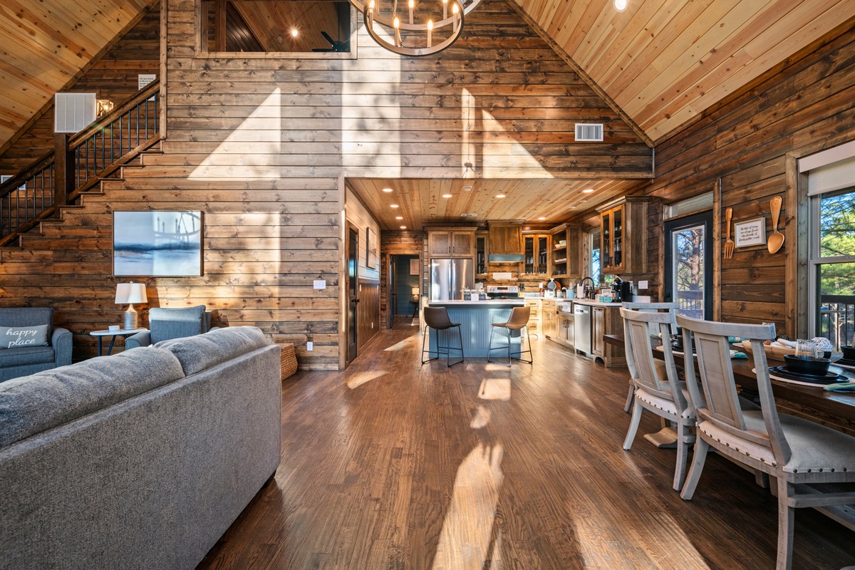 Everything flows so nicely from the living room into the dining area, making it easy for everyone to hang out together whether you’re cooking, eating, or relaxing.