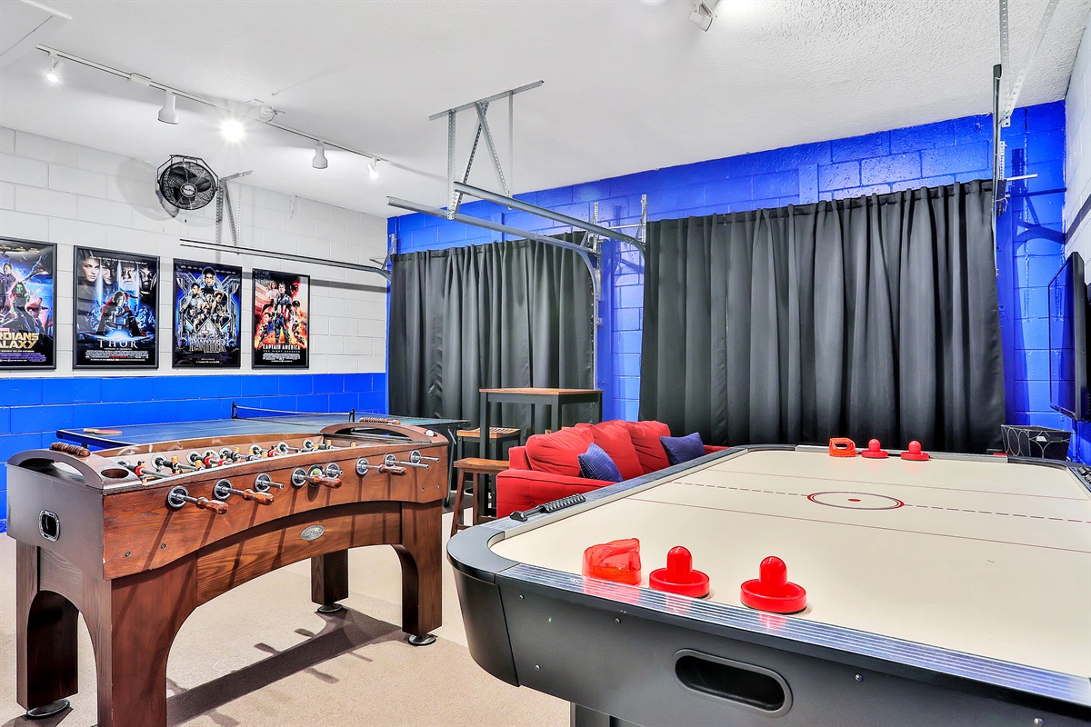 Have hours of fun in the Marvel themed game room
