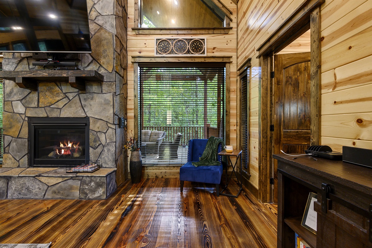 Large picture windows give you expansive views of the forrest.
