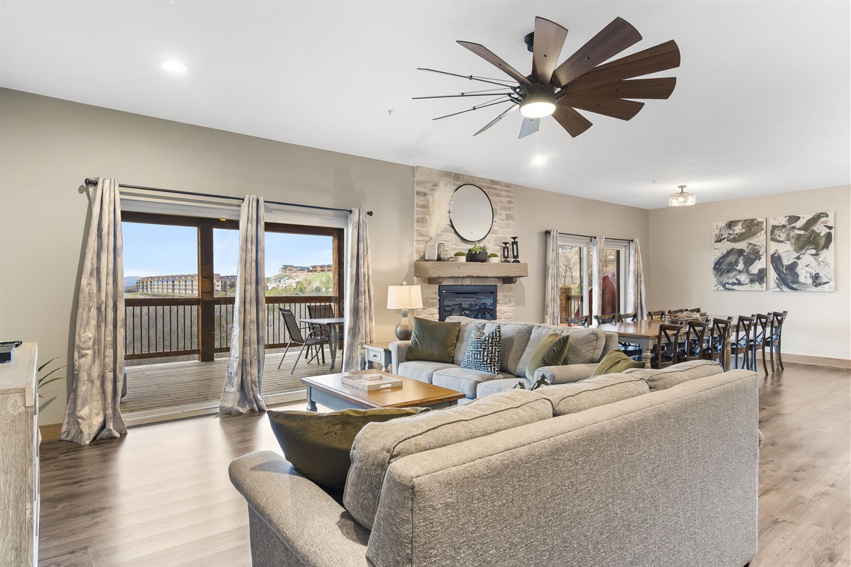 Upstairs living room and dining room