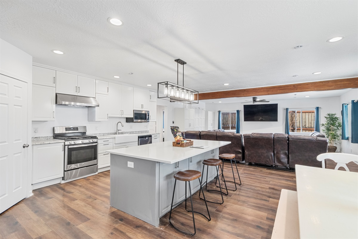 Our fully stocked kitchen has all you need to make delicious home-cooked meals during your stay.