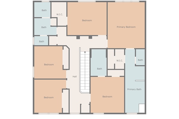 Upstairs 5 bedroom and 3 bathrooms plus desk work space