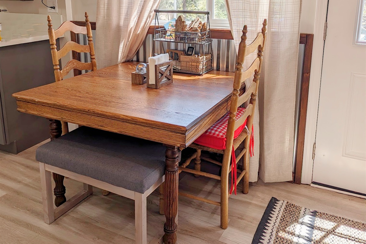 Our small dining area is prefect for our small cabin!