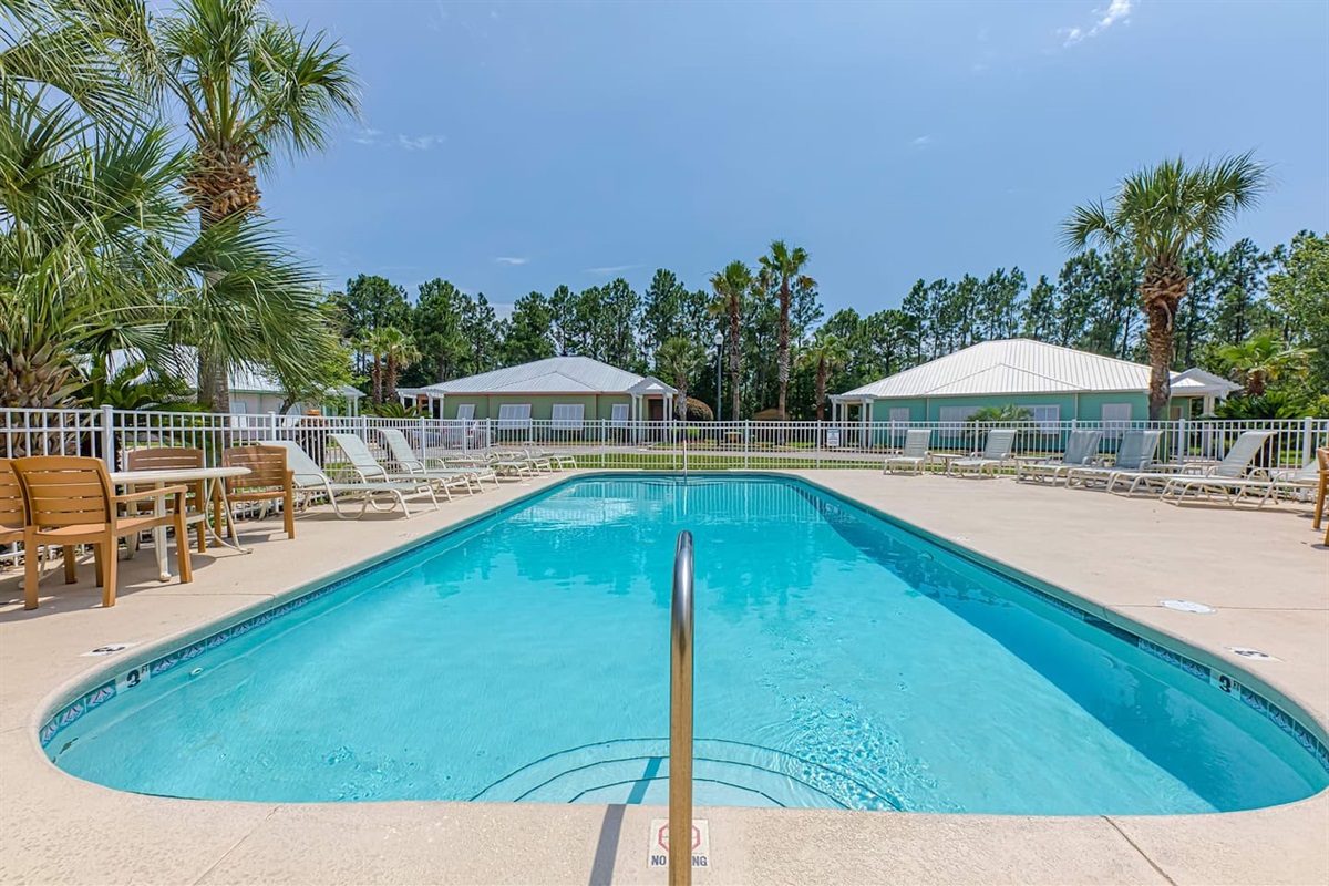 Sun-kissed Oasis: Dive into relaxation at our sparkling pool surrounded by lush palms!