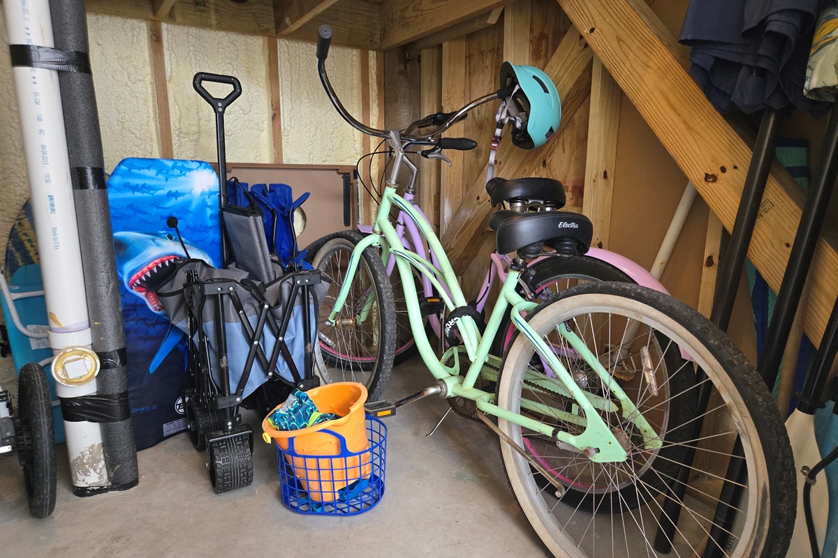 Bikes, beach gear, corn hole and more!