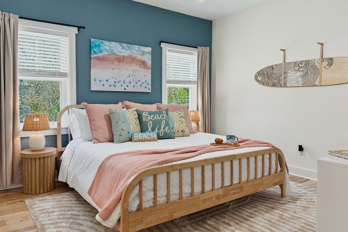 This suite comes with a king bed.