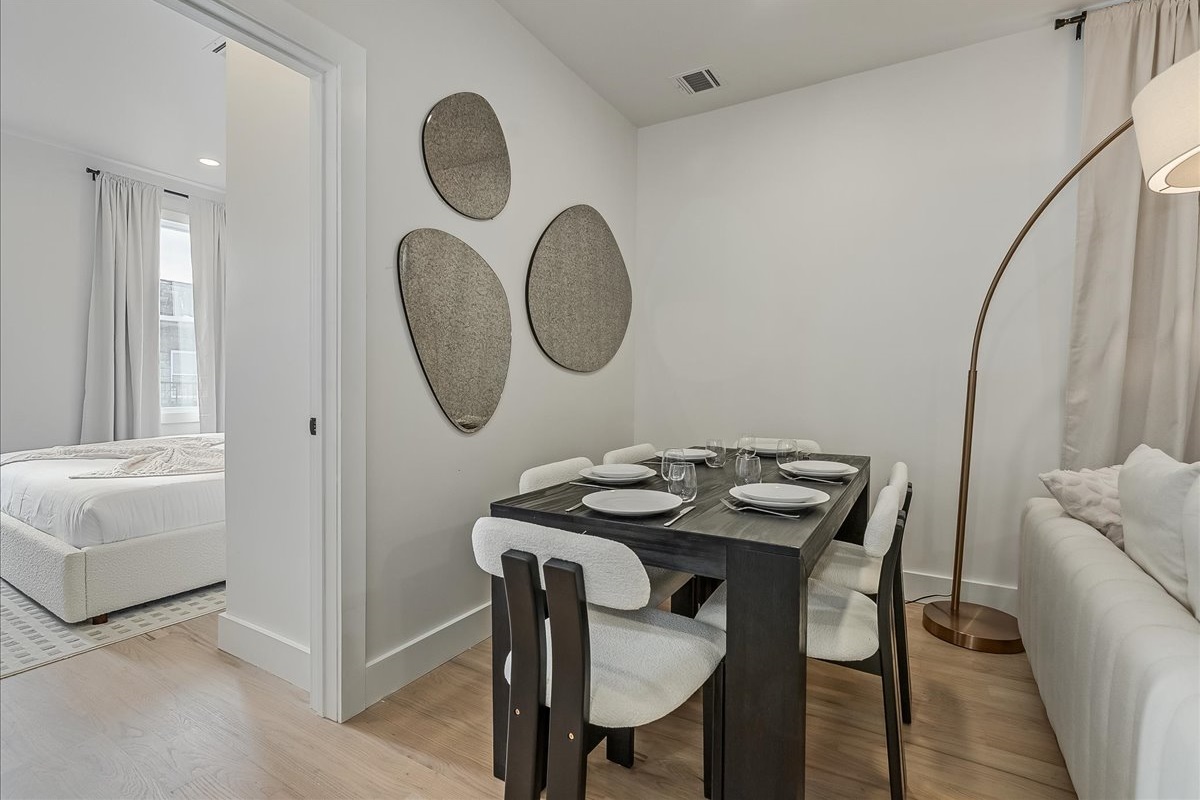 Bright dining space with comfortable seating.