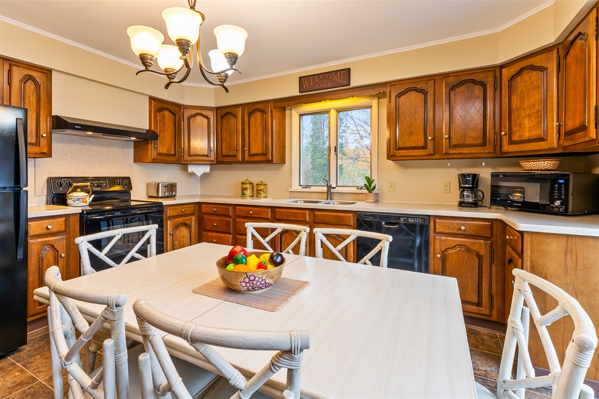 Additional seating in the large kitchen in the main house