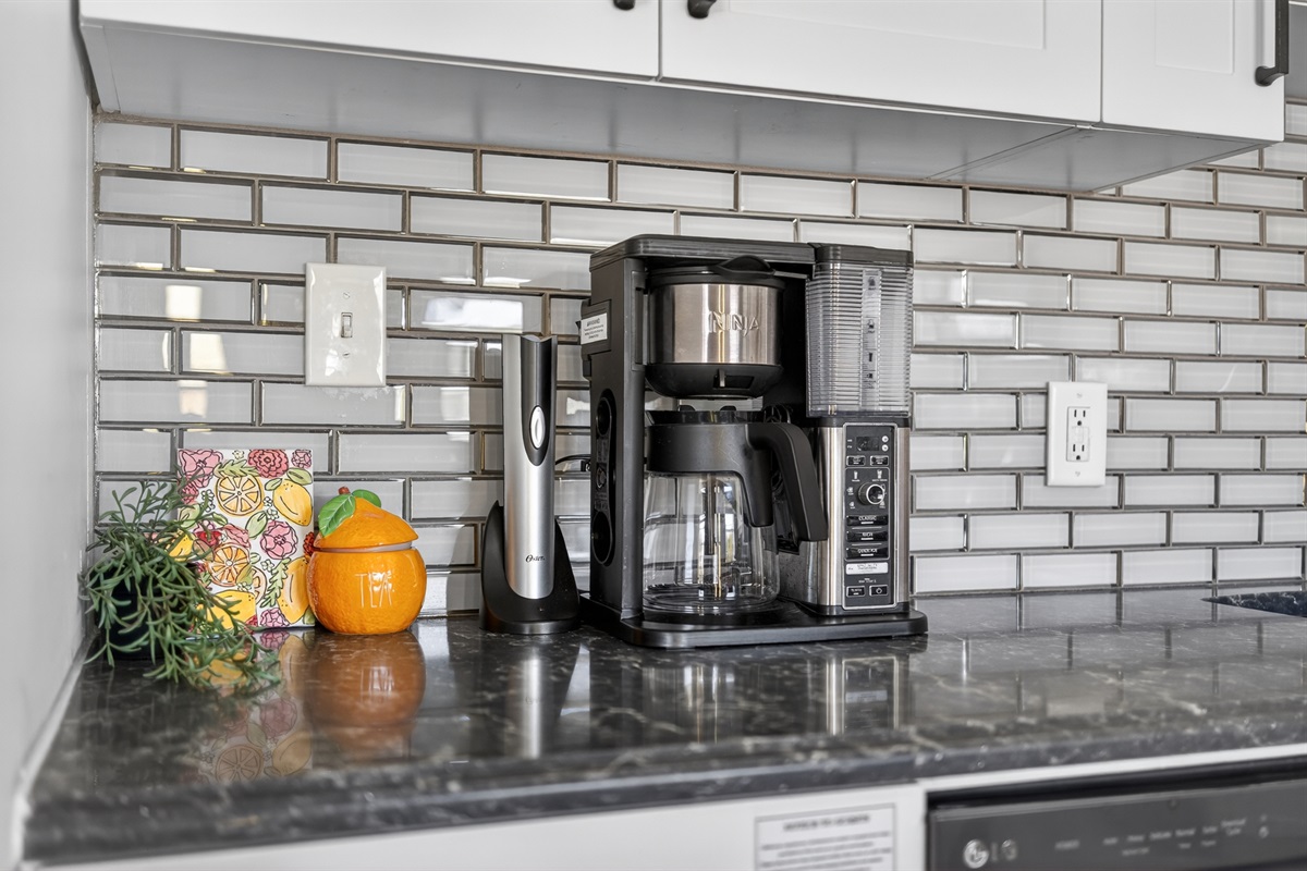 Traditional coffee maker with starter local coffee and tea provided.