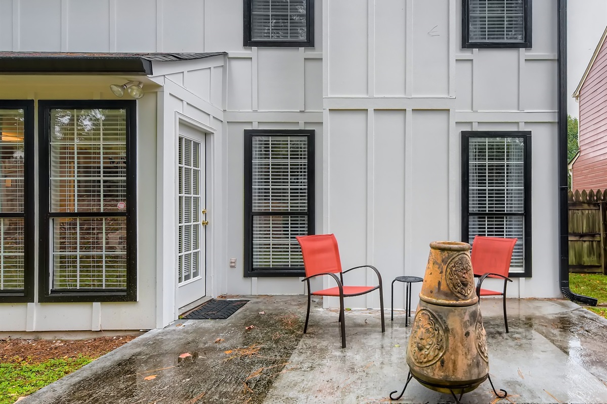 Patio area with chiminea