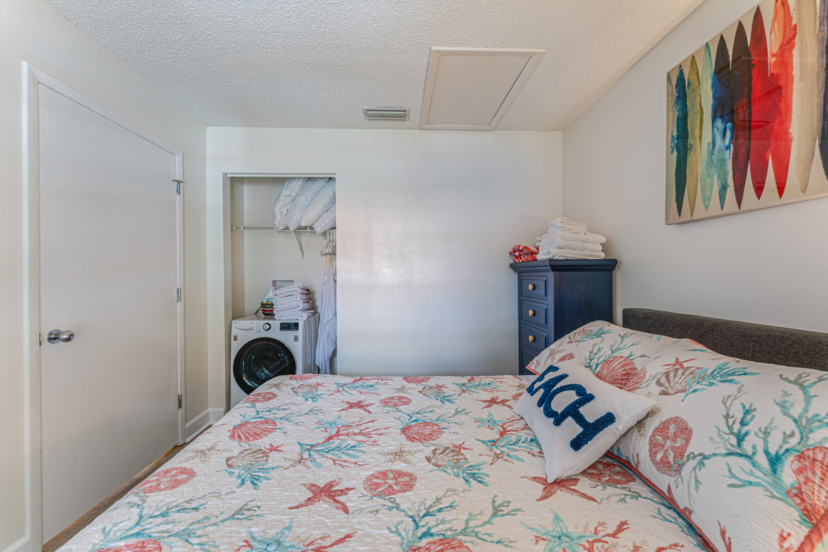 Cozy and welcoming, the guest bedroom provides a comfortable space for family or friends to relax and enjoy a restful night's sleep.