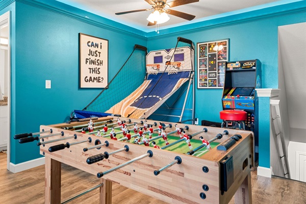 Awesome game room for endless hours of family fun!