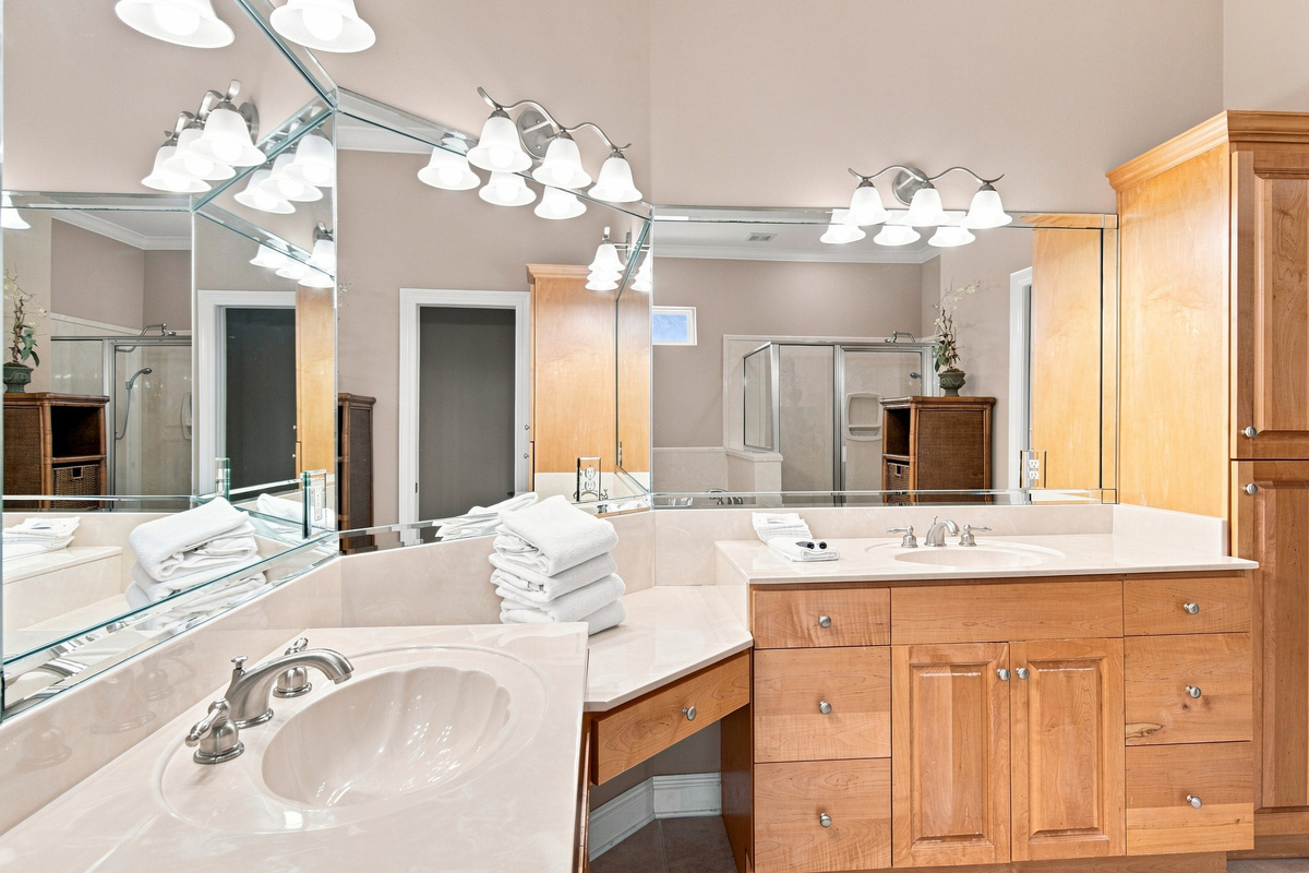Spacious kitchen with a center island, open to the living area