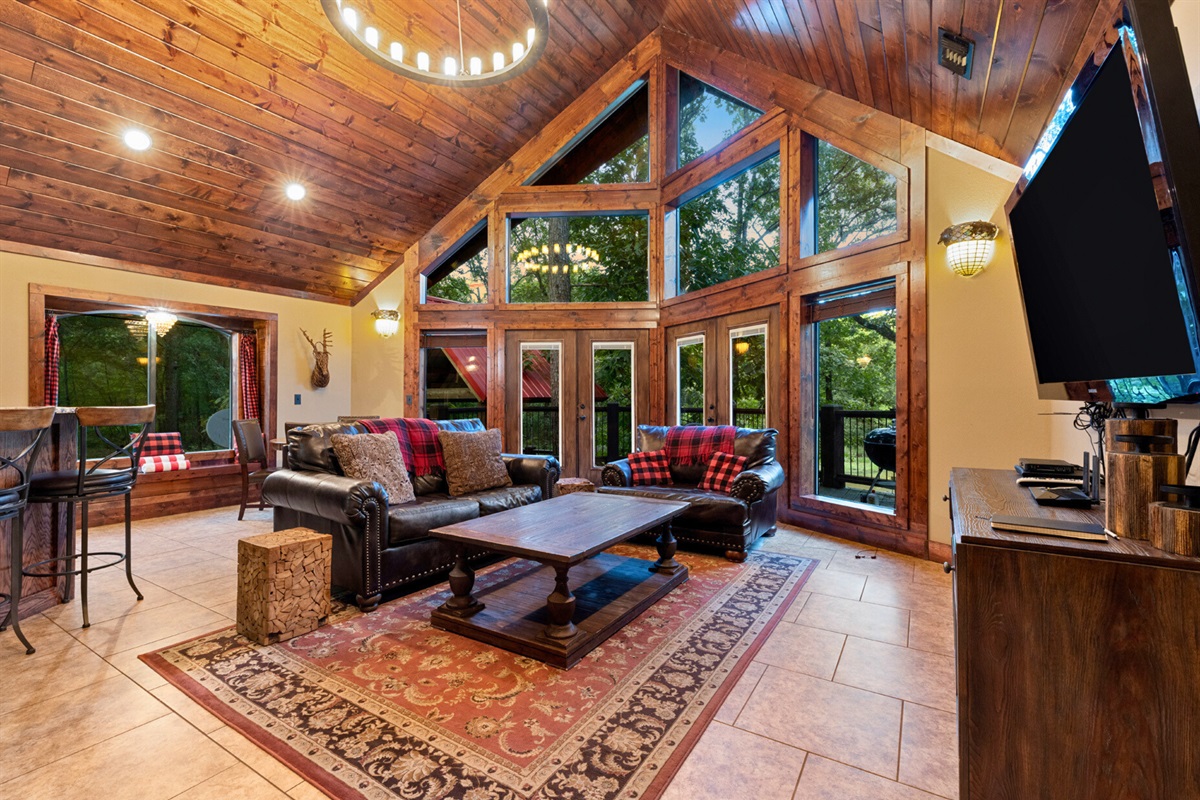 Vaulted ceilings, big windows, and cabin charm in every corner.