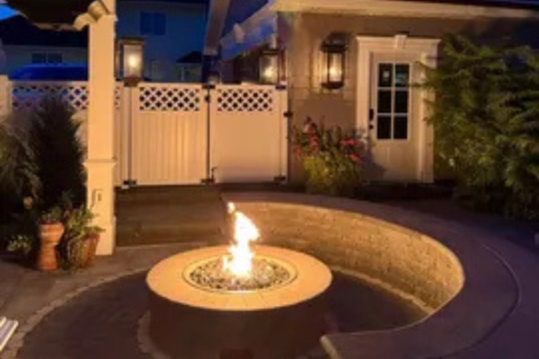 This space gives you a cozy place to relax outside once the sun goes down.