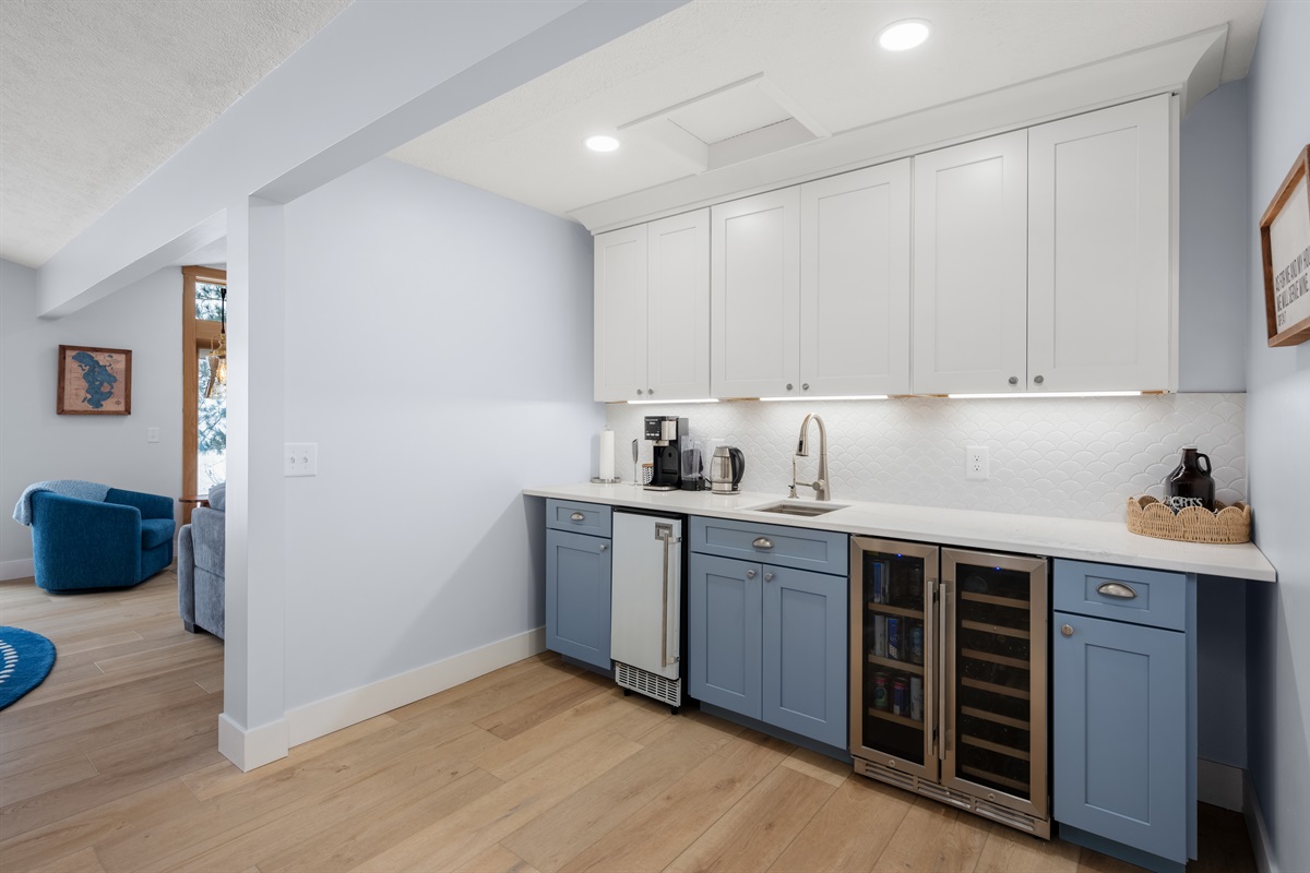 Coffee/bar area for morning brews and evening drinks