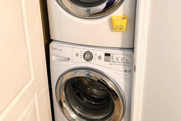 Stacked washer and dryer in-unit