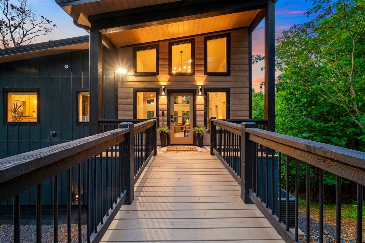 Our entrance is well lit and has a motion light to brighten up the parking area and walkway upon your arrival.