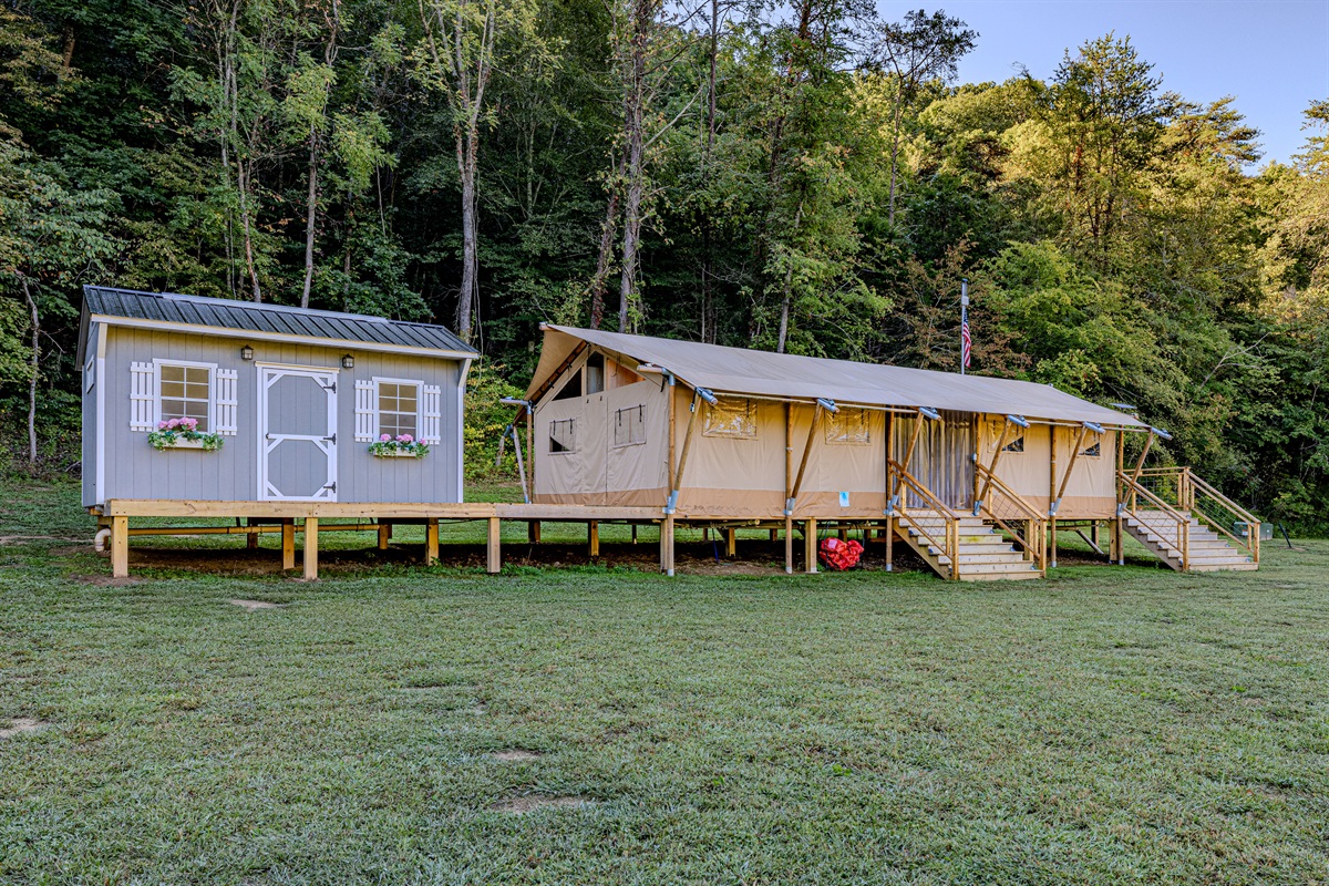 Say goodbye to traditional camp showers. Our beautiful bathhouse is exclusively for our glamping guests, providing you with a clean, well-lit, and comfortable space to refresh.