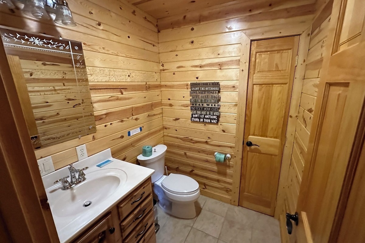 This half bathroom is on the first floor next to the kitchen and is in a central area easy for all to get to quickly.
