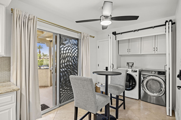 Cozy breakfast nook—ideal for morning coffee or a casual meal and in-home washer and dryer for added convenience during your stay