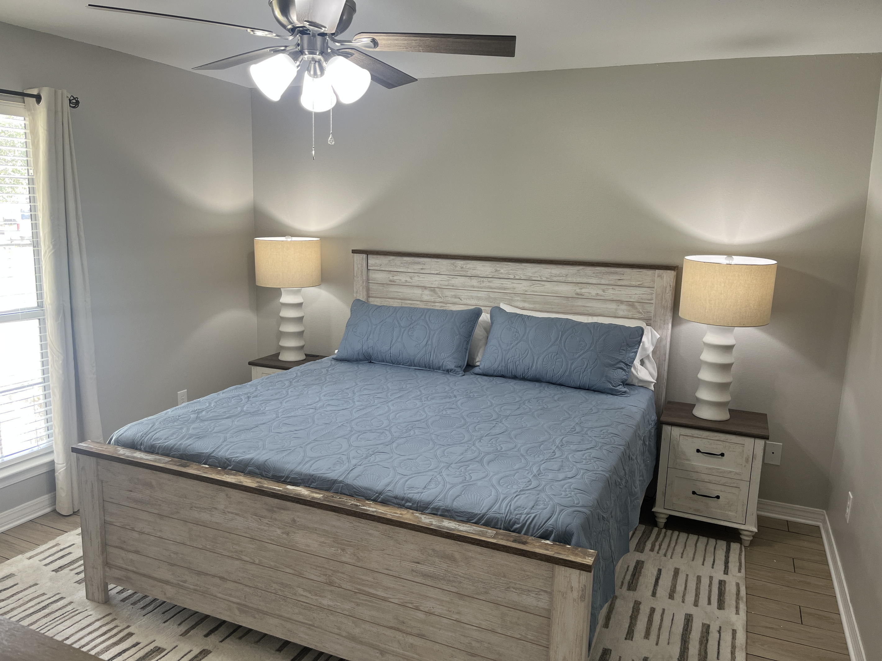 Master Bedroom with ensuite. Comfortable King bed with linens provided.