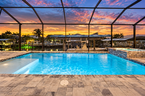 Sunset views from the pool & spa