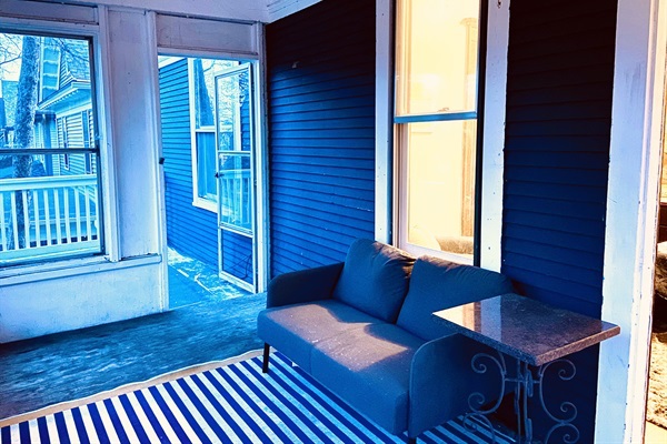 Deck off twin room, looking over the park.