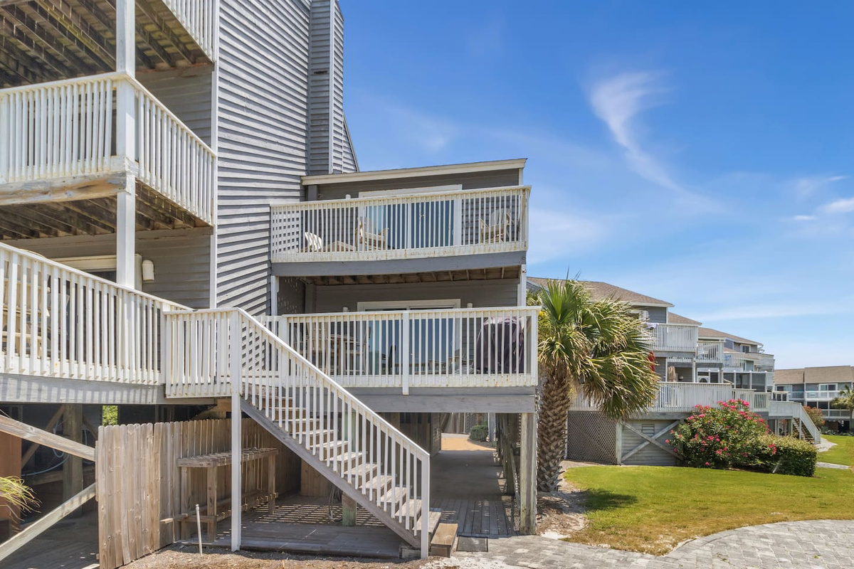 Flourish on the Cape &mdash; an end-unit townhome in Barrier Dunes. The Gulf is directly behind this photo.