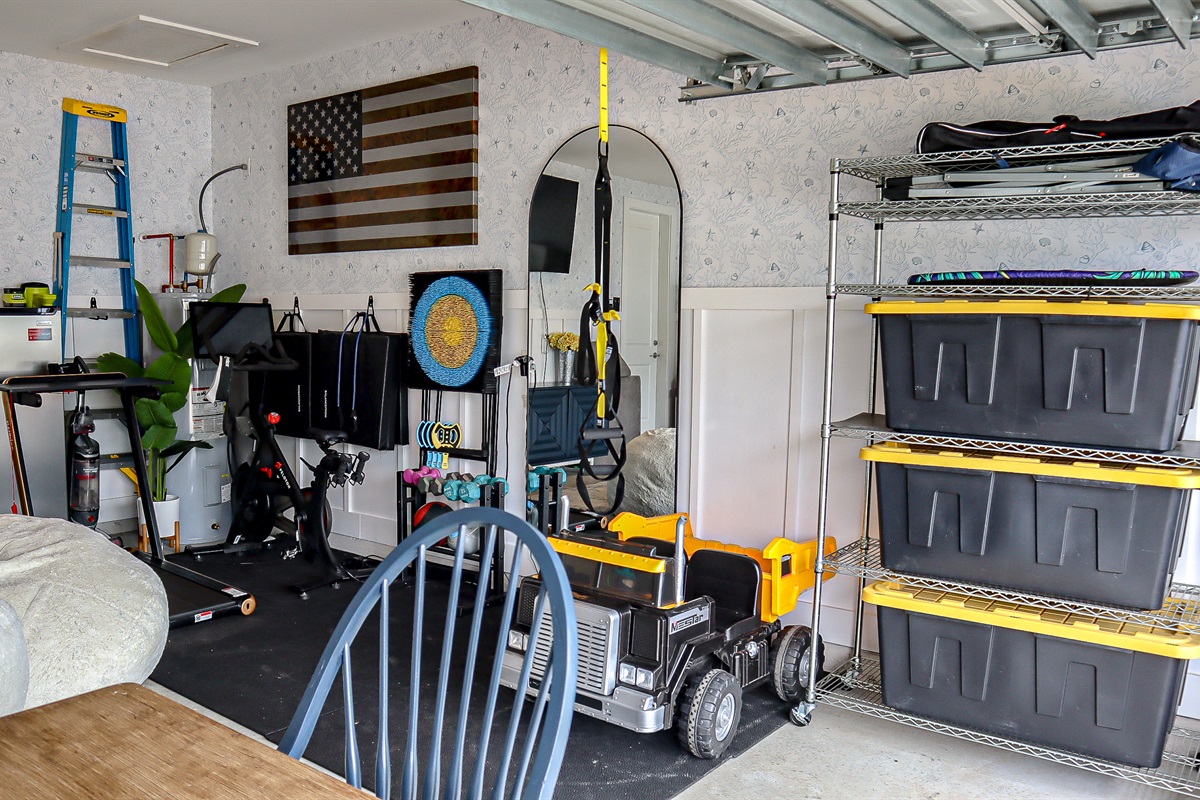 Treadmill, Peloton, TRX, mats and free weights provided for guest use.