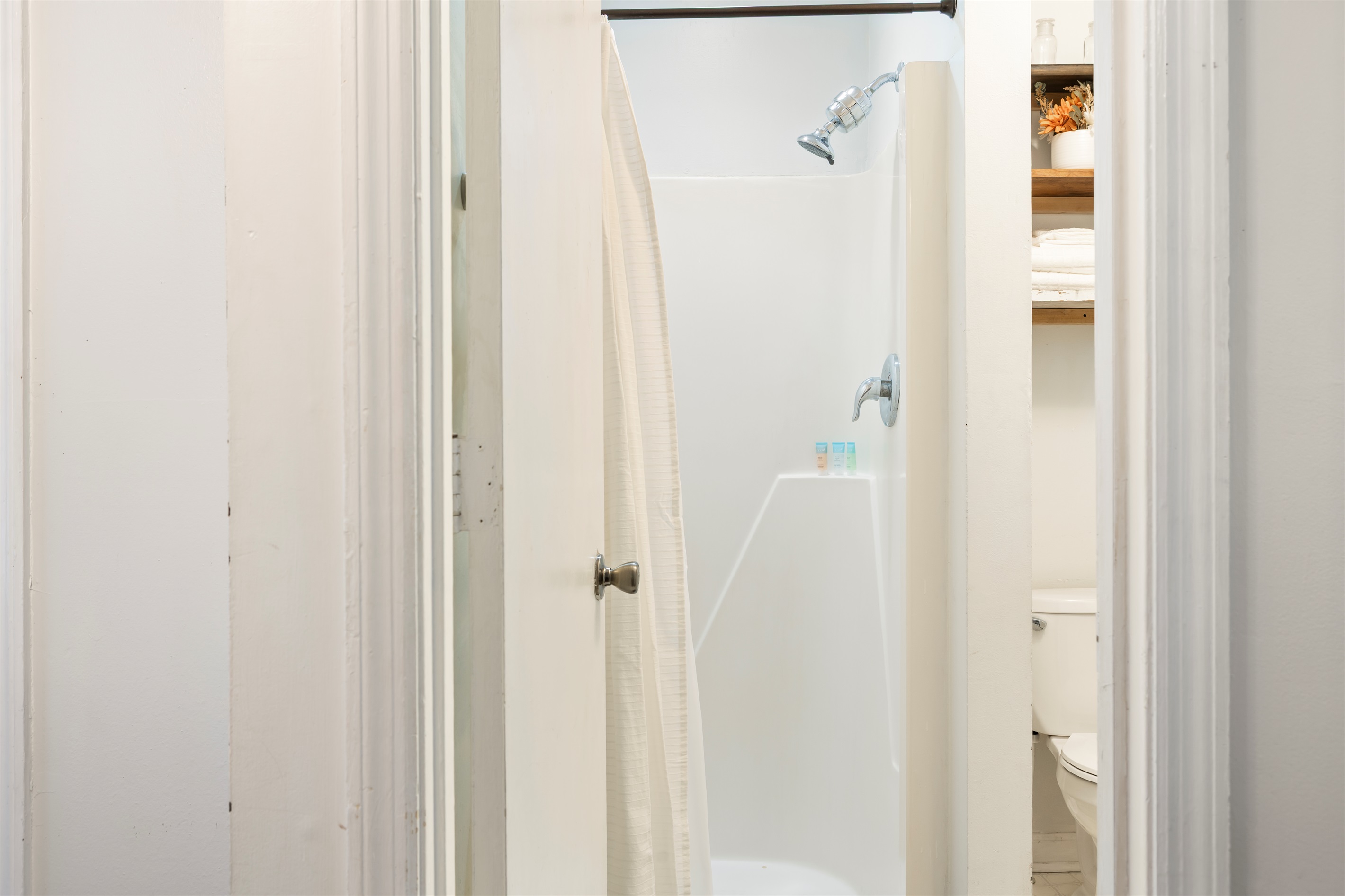 Bath linens and starter soaps provided