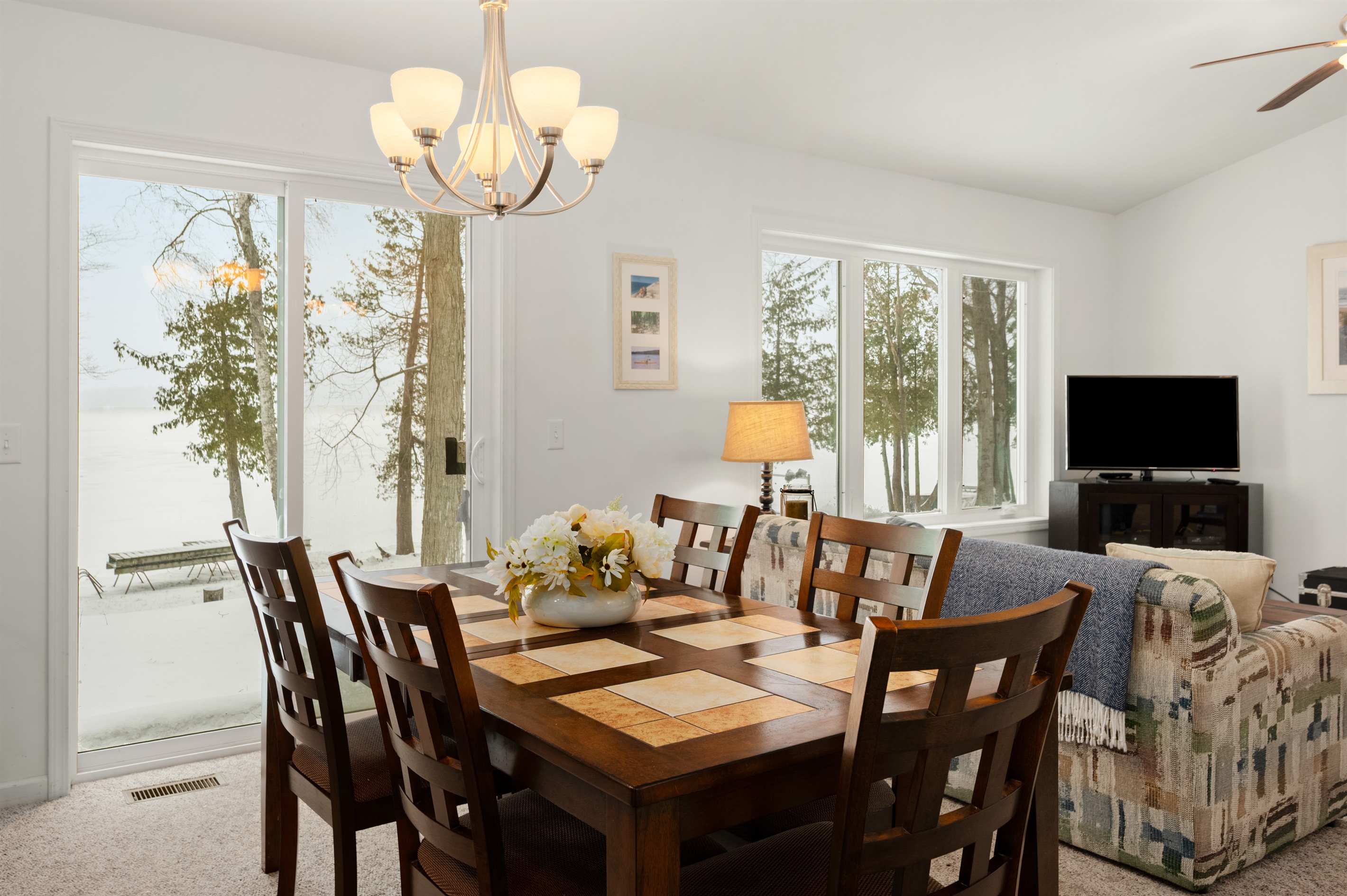 Dining area with water views