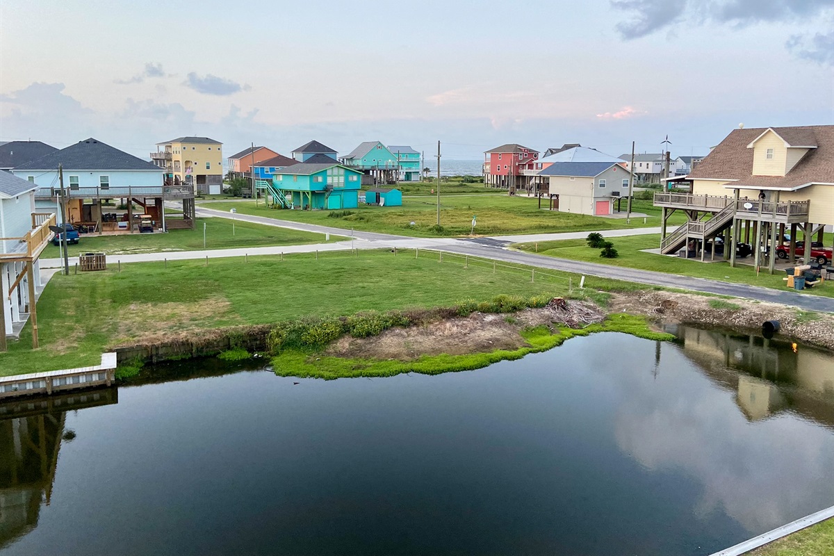 View of the gulf from the deck. Beach access at the end of the street.