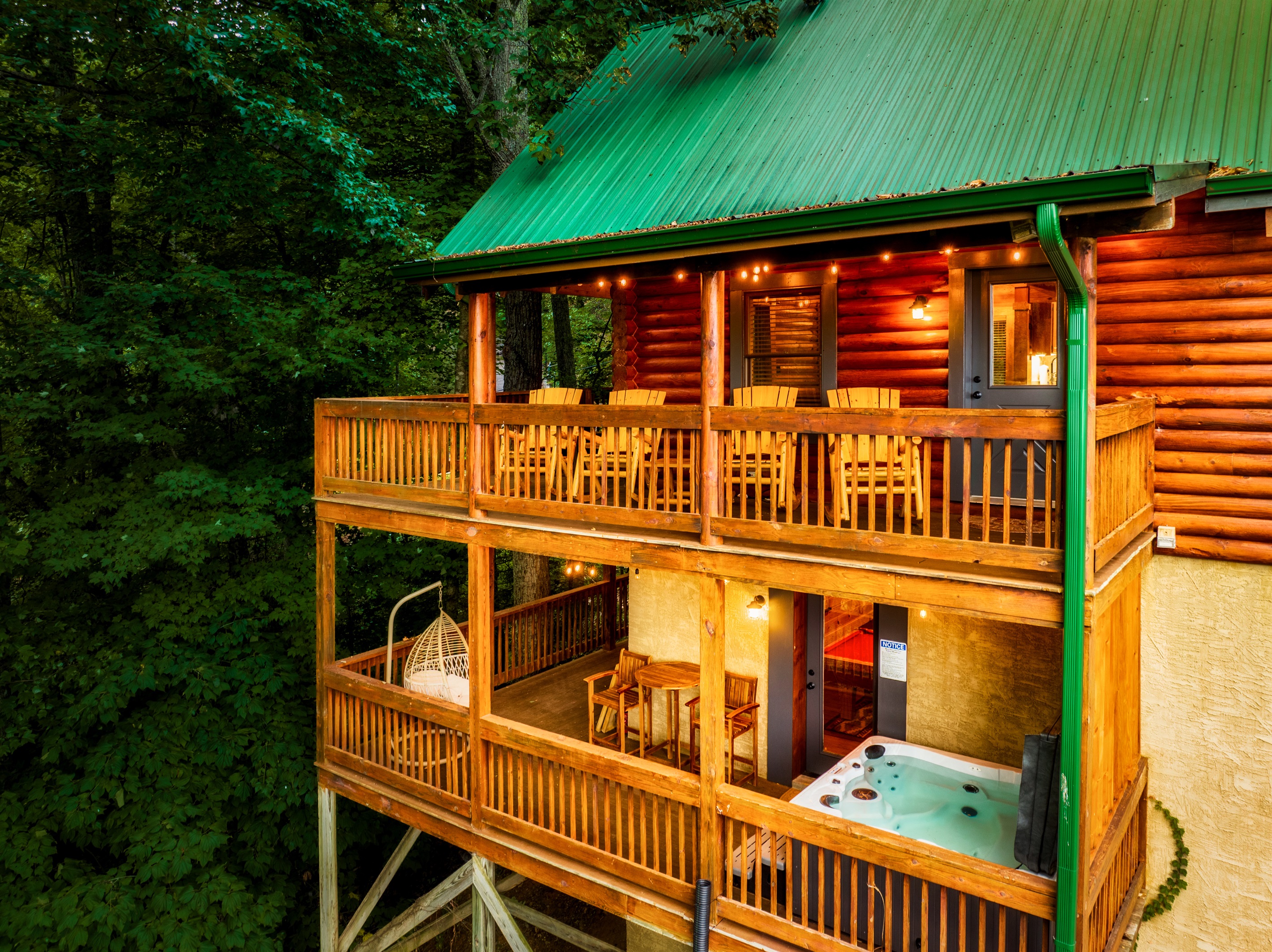 2 wrap around decks with mountain and private forest views