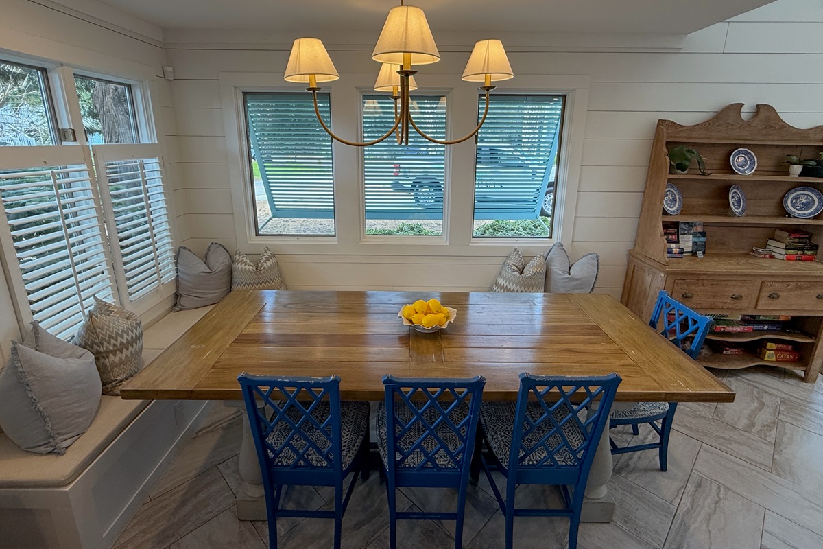 Dining table with built in bench seating