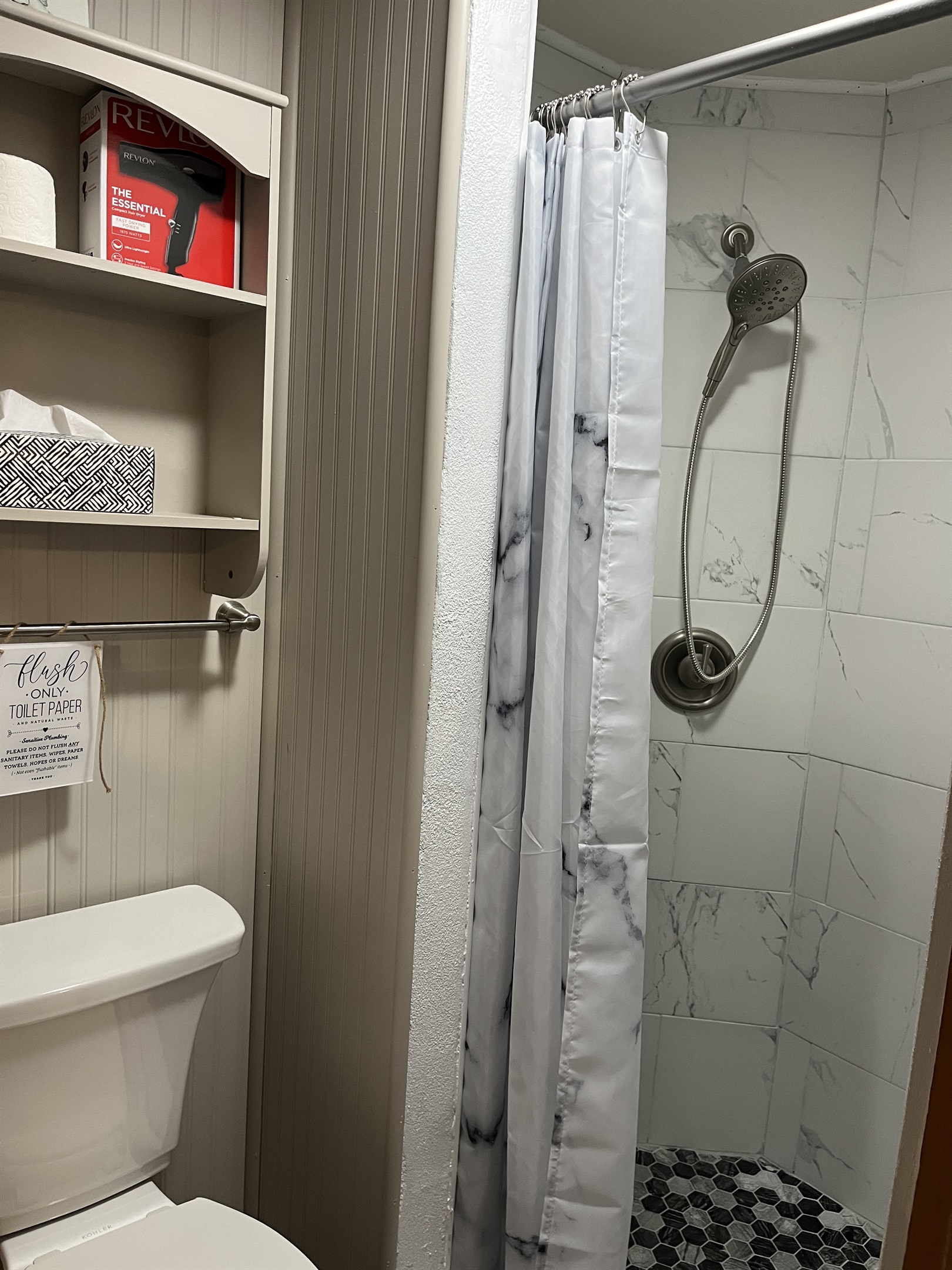 Lower level bathroom w/ shower