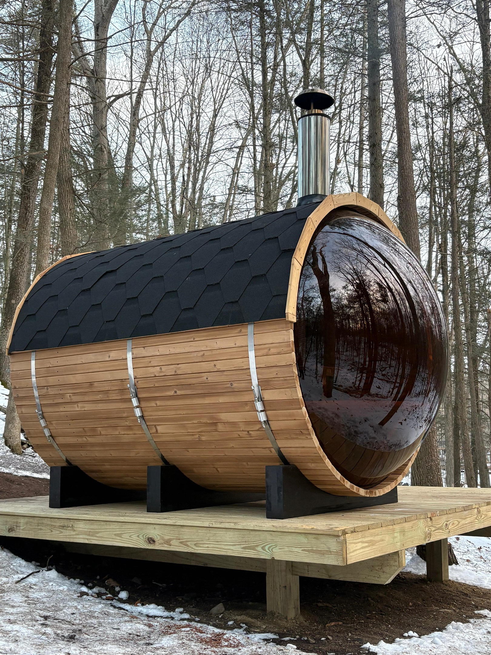 Wood fire Sauna in the woods overlooking creek