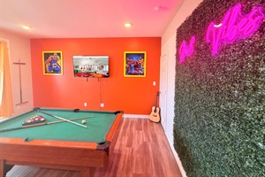 Pool table and 55" TV in the bunk bedroom