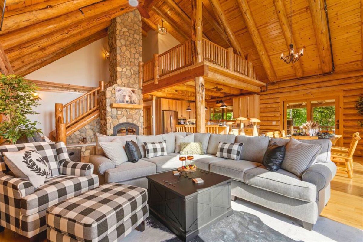 Spacious living room with plenty of seating for everyone.